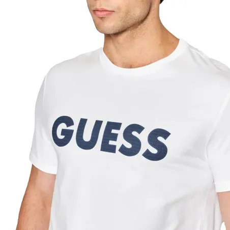 T shirt manche courte homme Guess Blanc Classic front logo