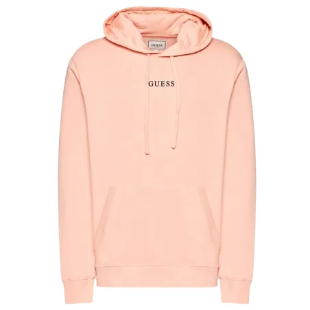 Sweat capuche homme Guess Rose Pink logo