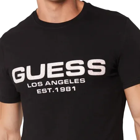 T shirt manche courte homme Guess Noir L.A front logo