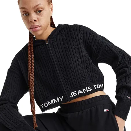Produits victimes de leur succès Tommy Jeans Noir cable knit cropped