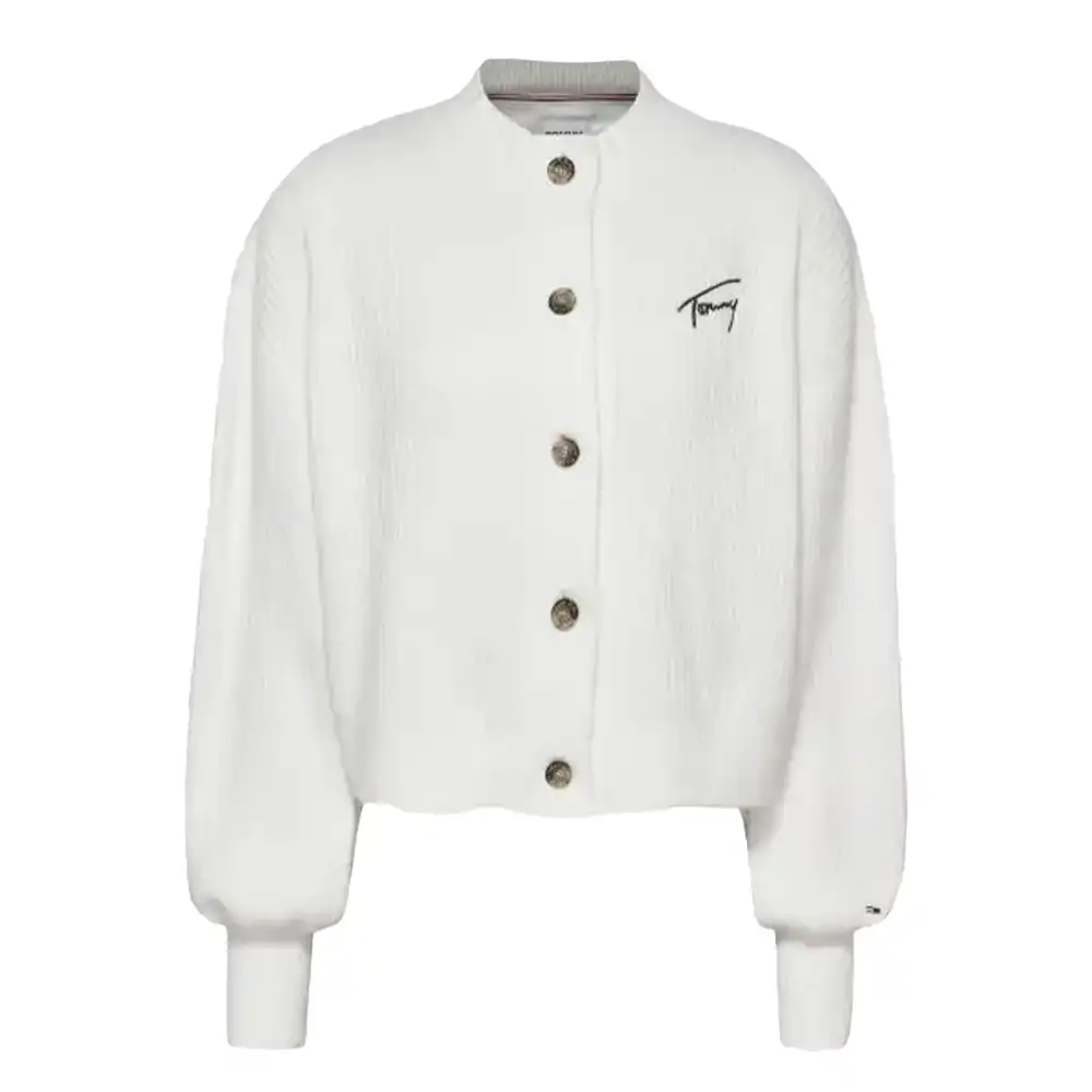 High Neck Signature Logo Cardigan White Tommy Jeans - 1