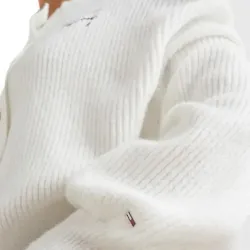 High Neck Signature Logo Cardigan White Tommy Jeans - 3