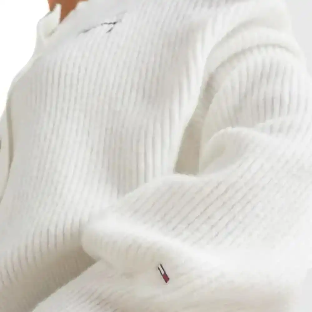 High Neck Signature Logo Cardigan White Tommy Jeans - 3