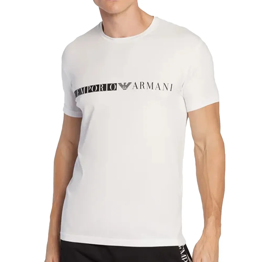 Emporio Armani T shirt Biały Slim Fit Homme Blanc