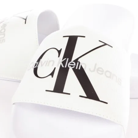 Produits victimes de leur succès Calvin Klein Blanc Slide monogram