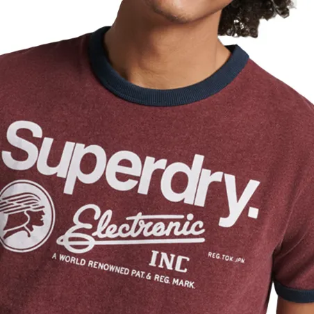 T shirt manche courte homme Superdry Bordeaux Core Logo Graphic Ringer
