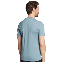 T shirt manche courte homme Guess Col V classic logo triangle Bleu - ZESHOES