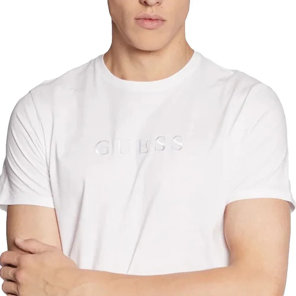T-shirt Guess Homme Blanc - Manches Courtes, Taille Standard, Neuf Avec étiquettes