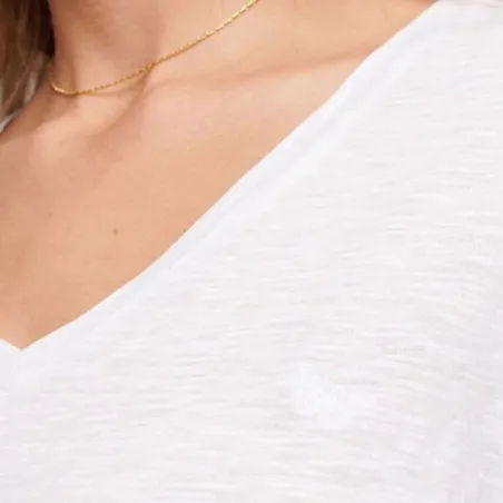 Tee shirt manche courte femme Superdry Blanc Logo brodé col v