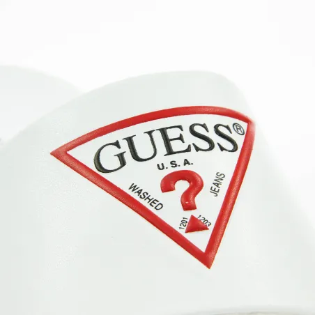 Claquette homme Guess Blanc Classic logo triangle