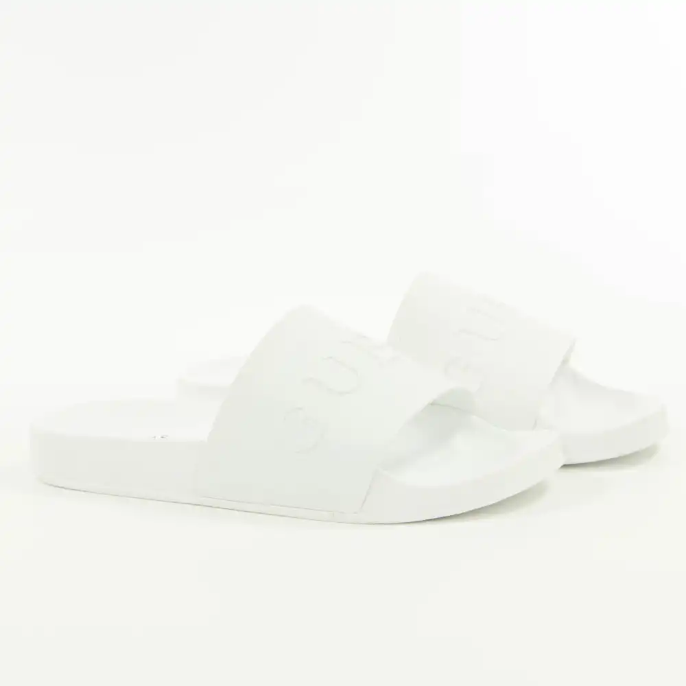 Claquette homme Guess Logo relief Blanc - ZESHOES