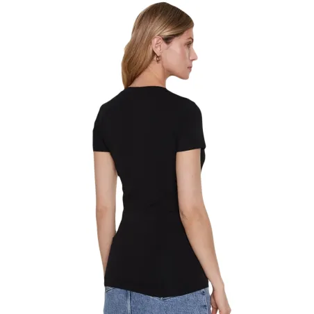 Tee shirt manche courte femme Guess Noir Front logo original