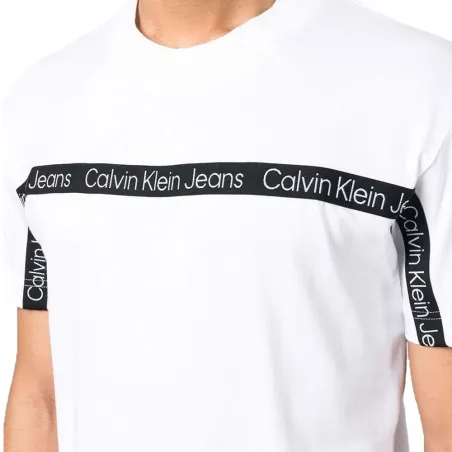 T shirt manche courte homme Calvin Klein Blanc front tape