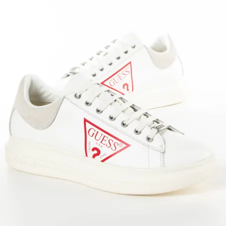 Basket basse homme Guess Blanc Red logo triangle