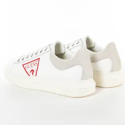Basket basse homme Guess Red logo triangle Blanc - ZESHOES
