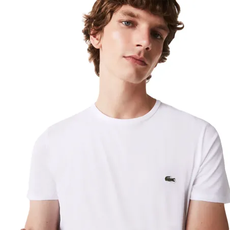 T shirt manche courte homme Lacoste Blanc jersey pima