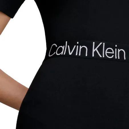 Robe femme Calvin Klein Noir  Logo Tape En Jersey Milano