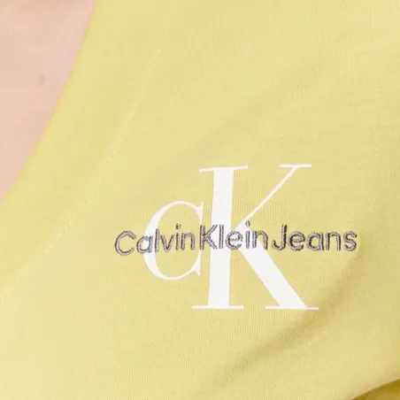 Tee shirt manche courte femme Calvin Klein Jaune Classic logo ck regular