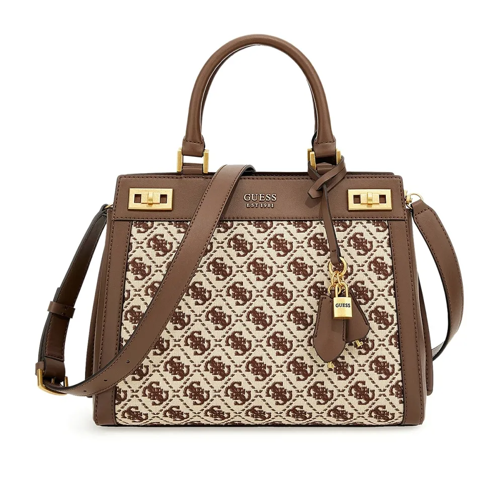 Sac Bandoulière Femme Guess Signature G Marron - Cuir Synthétique, Taille Moyenne, Occasion En Bon état