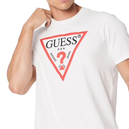 T shirt manche courte homme Guess Blanc BSC CLSC Tri Logo