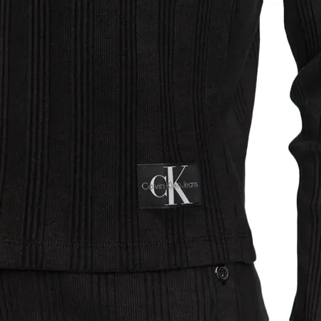 Tee shirt manche longue femme Calvin Klein Noir rib