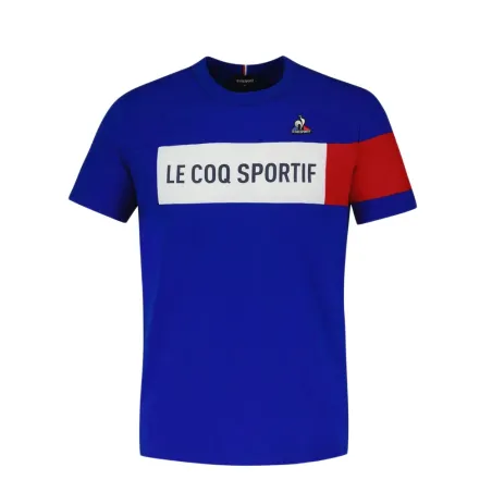 T shirt manche courte homme Le Coq Sportif Bleu Tricolore