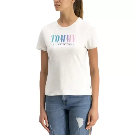 Tee shirt manche courte femme Tommy Jeans Blanc Summer multicolor