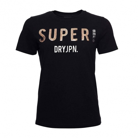 Tee shirt manche courte femme Superdry Noir Jpn Sequin black