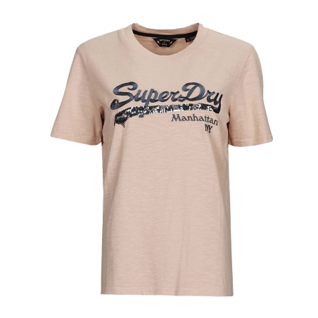 Tee shirt manche courte femme Superdry Rose Logo vintage