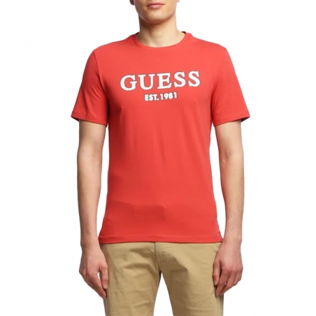 T shirt manche courte homme Guess Rouge logo original