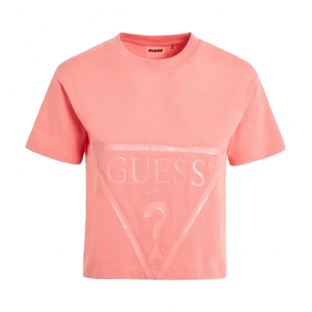 Tee shirt manche courte femme Guess Rose Classic logo triangle