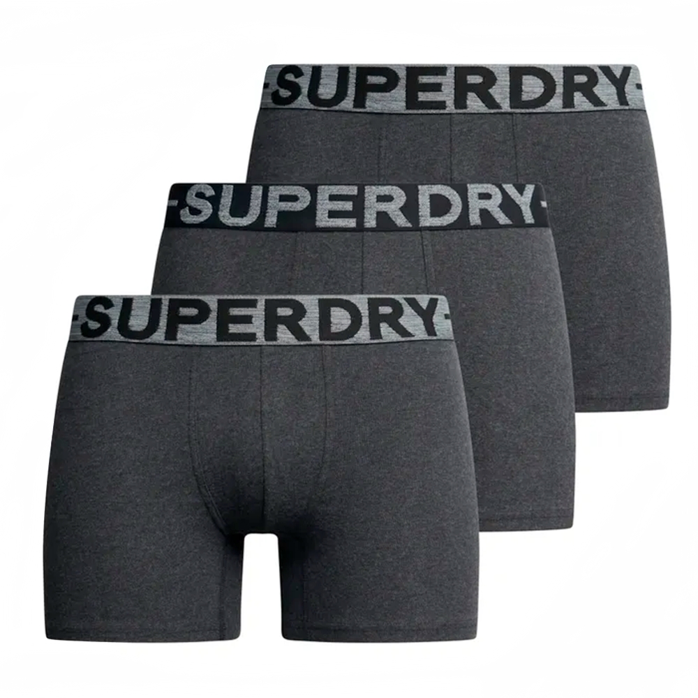 Superdry Boxer pack x3 stretch Homme Gris