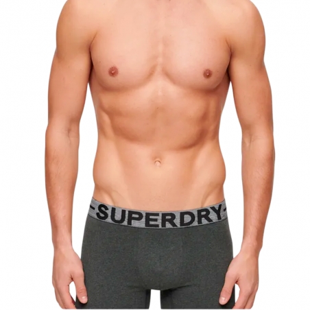 Boxer homme Superdry Gris pack x3 stretch 