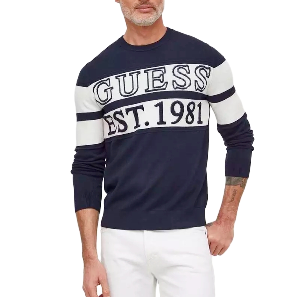 Guess Pull logo est 1981 Homme Bleu