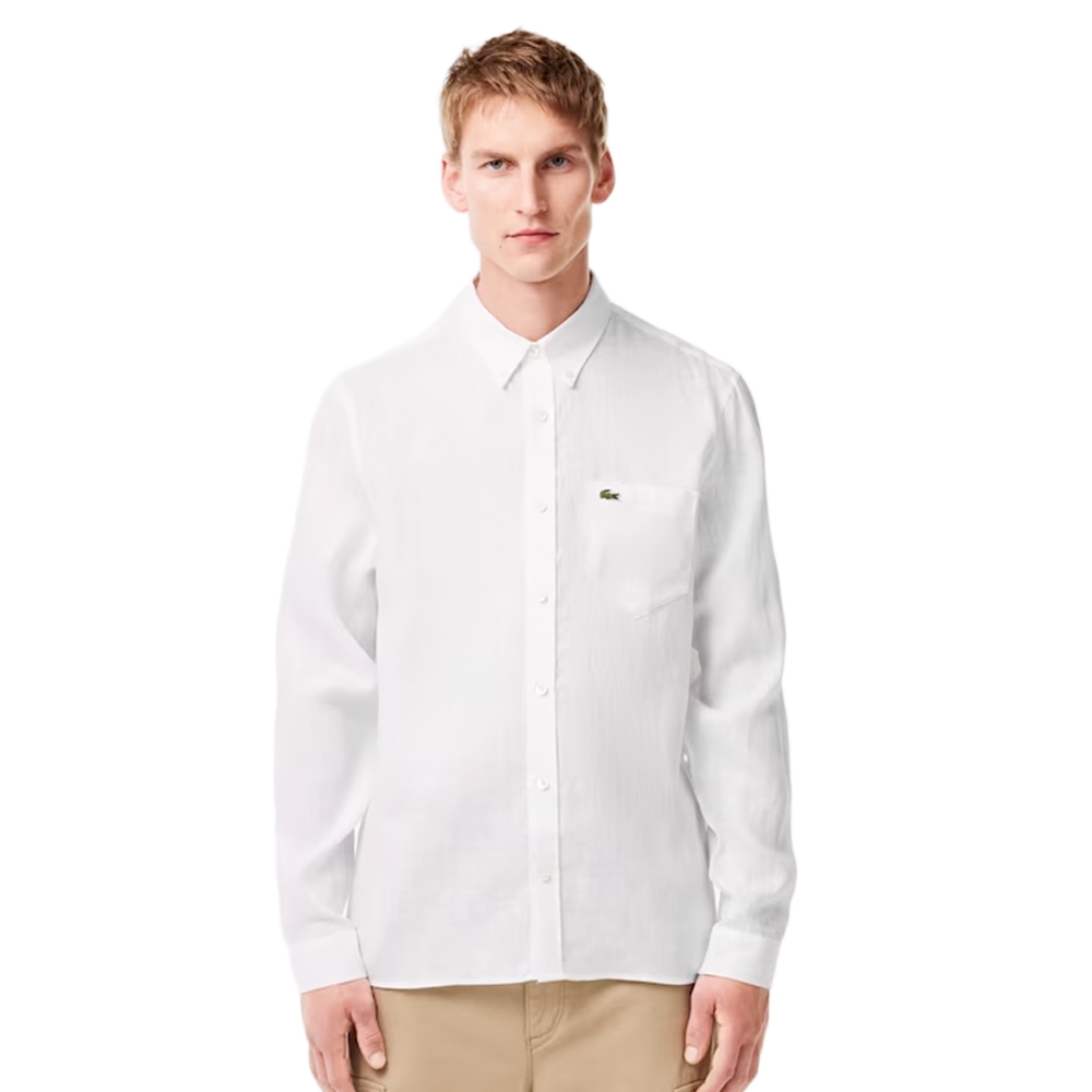 Lacoste Chemise Croco Homme Blanc