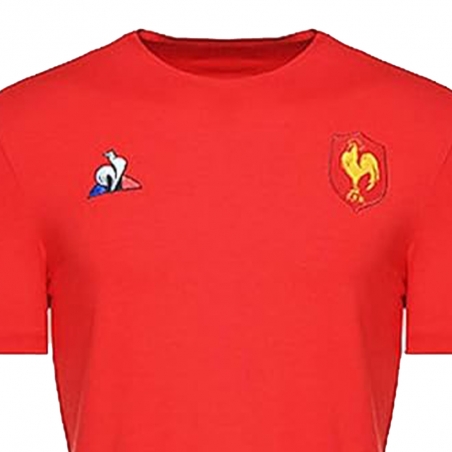 T shirt manche courte homme Le Coq Sportif Rouge FFR logo