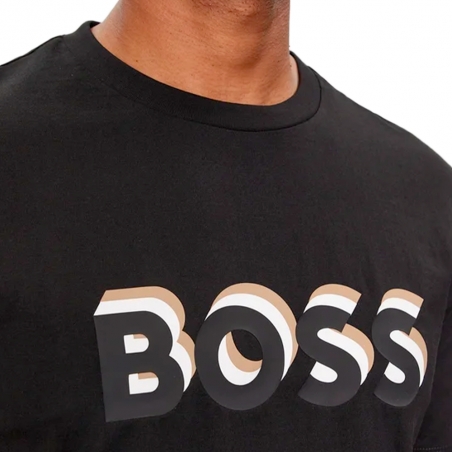 T shirt manche courte homme Boss Noir Jersey