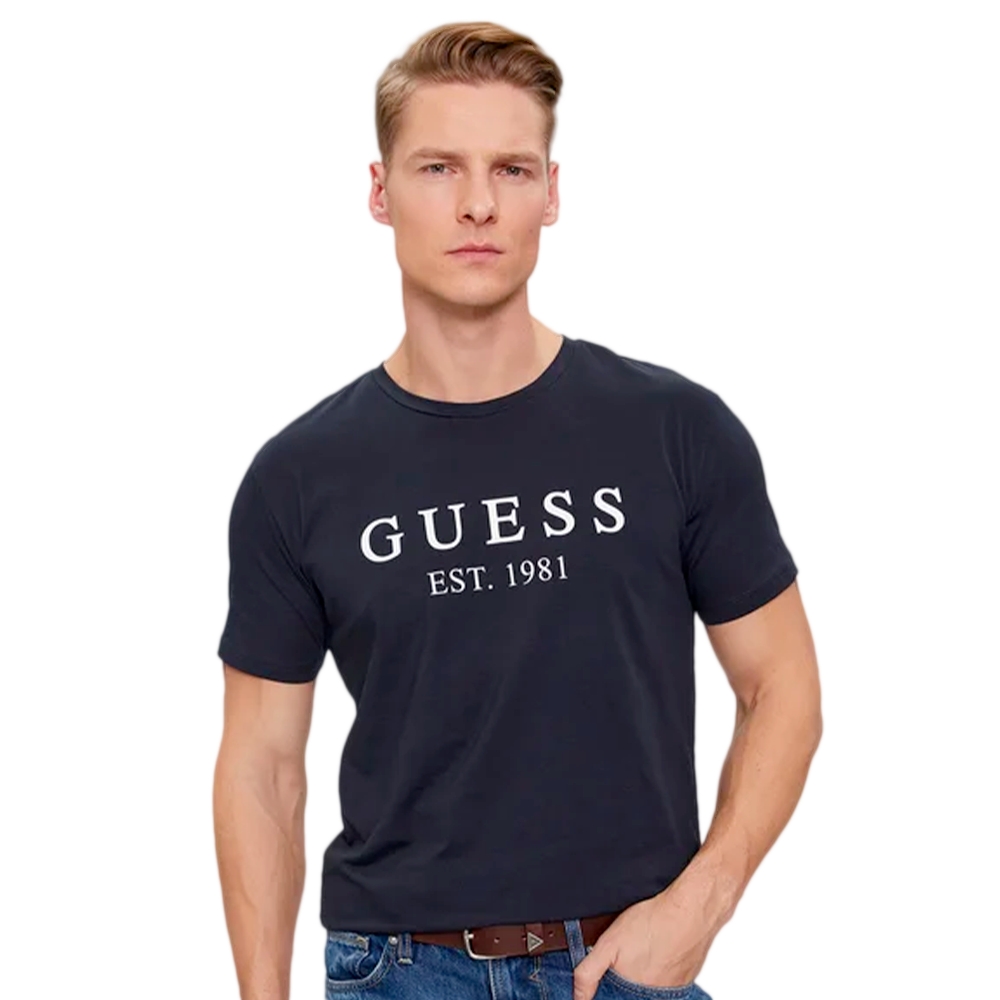 Guess T shirt EST 1981 Homme Bleu