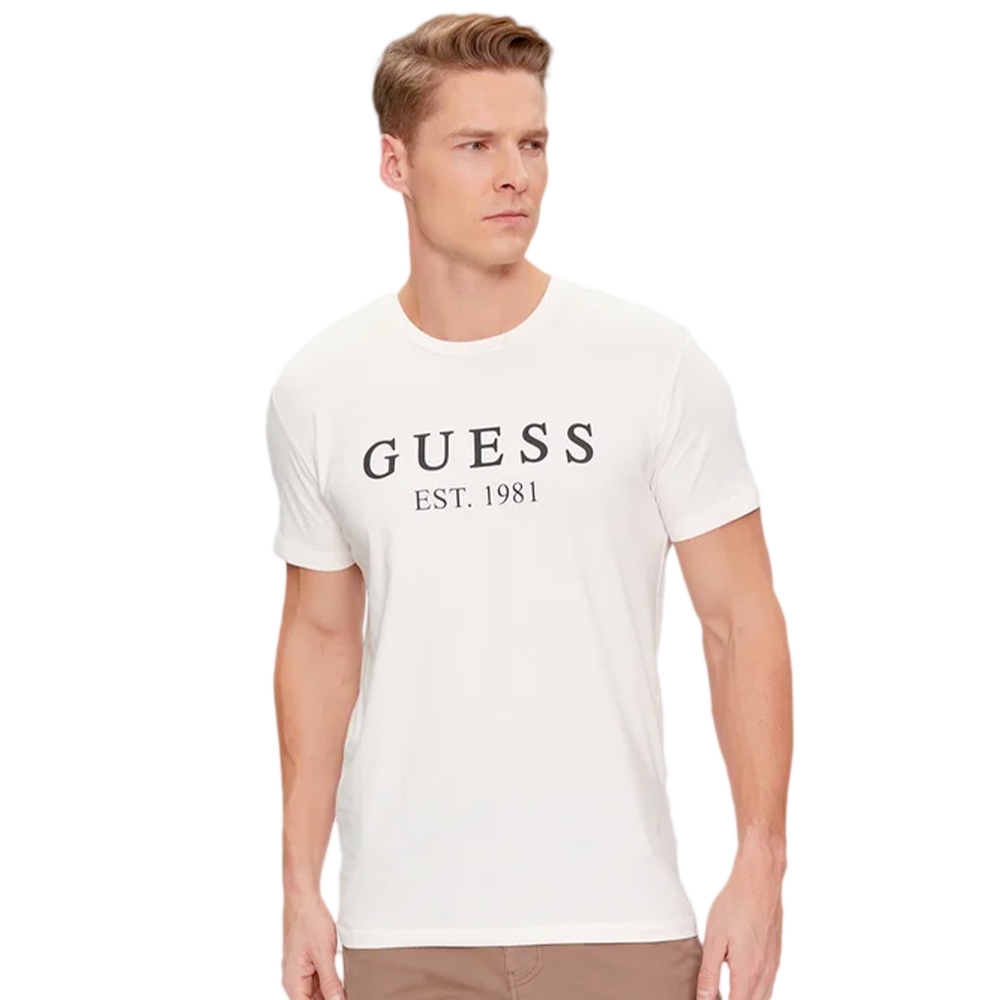 Guess T shirt EST 1981 Homme Blanc