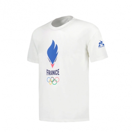 T shirt manche courte homme Le Coq Sportif Blanc Olympique Paris