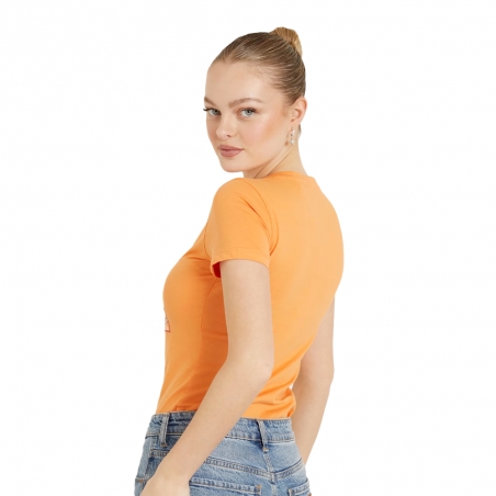 Tee shirt manche courte femme Guess Orange Fleurs