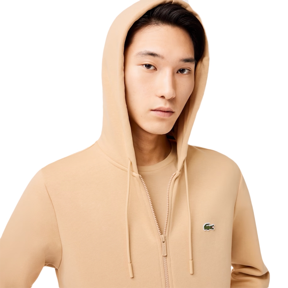 Sweat zippé homme Lacoste jogger Beige - ZESHOES Sweat zippé homme Lacoste jogger Beige - ZESHOES