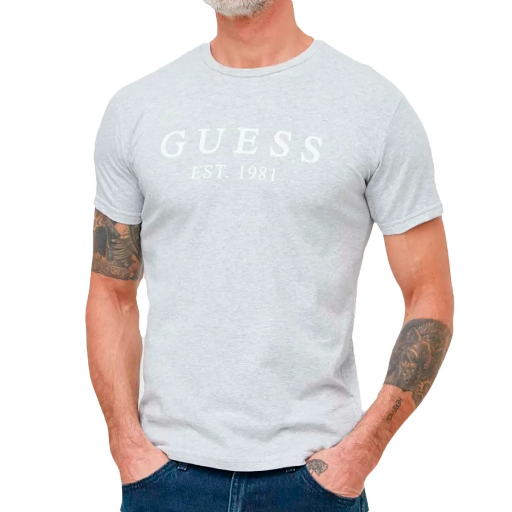 Guess T shirt EST 1981 Homme Gris