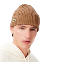 Bonnet homme Lacoste cotele Marron - ZESHOES Bonnet homme Lacoste cotele Marron - ZESHOES