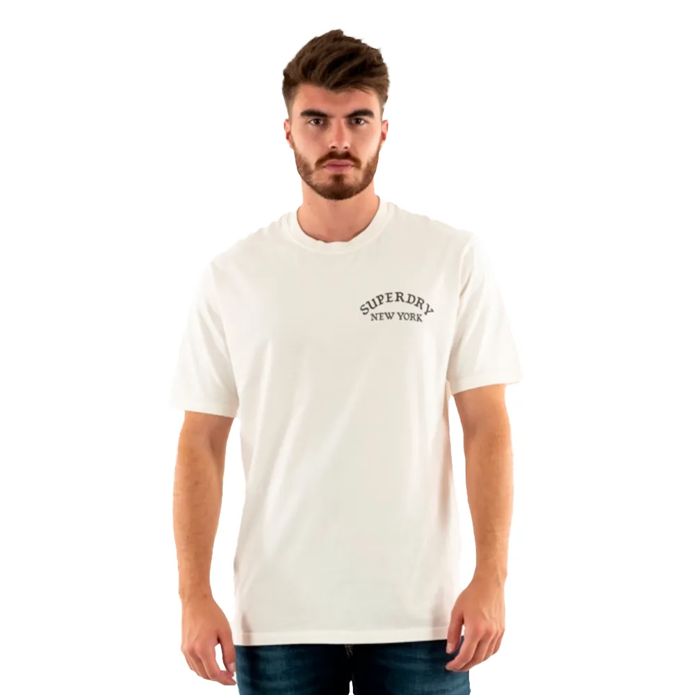 Superdry T shirt graphic loose Homme Blanc