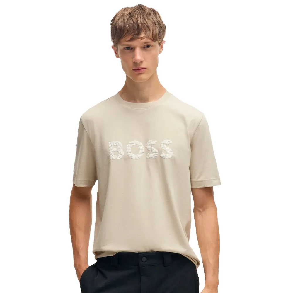 Boss T shirt Texture Homme Beige