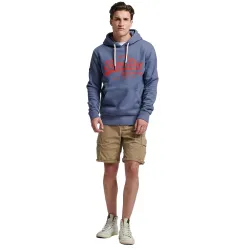 Sweat capuche homme Superdry chiné Vintage Logo Bleu - ZESHOES