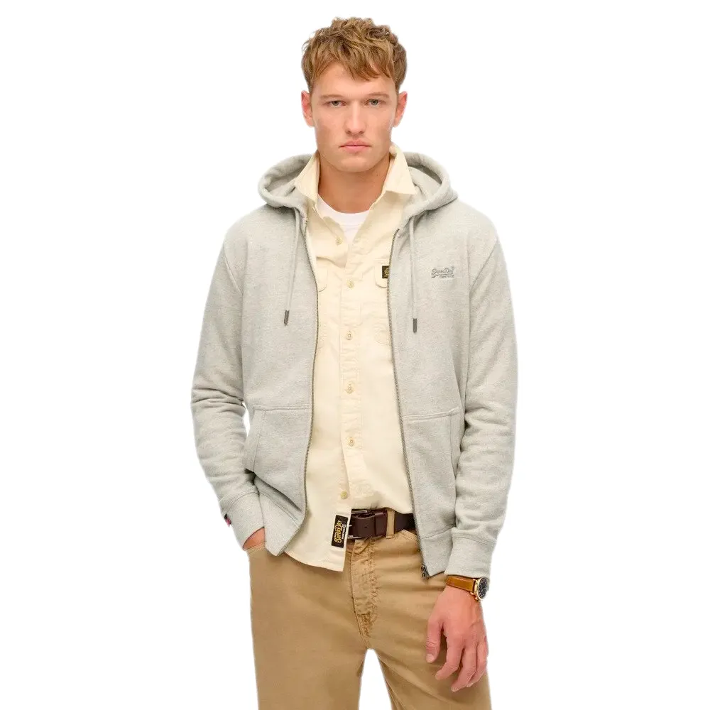 Superdry Essential Logo Varsity Zip Hoodie Grey Grindle Size S 10