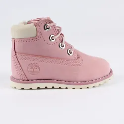 Bottine fille, boots Timberland pokey pine 6 side zip nubuck Rose - ZESHOES