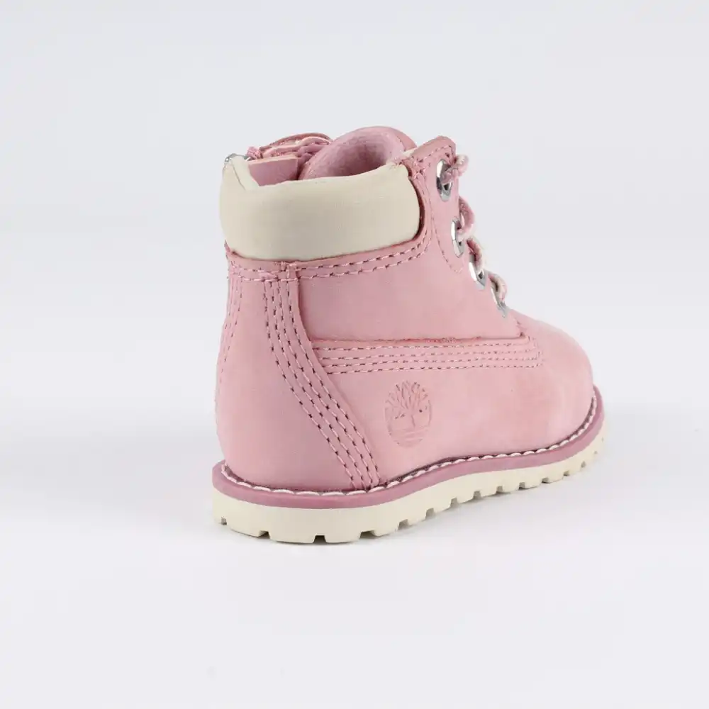 Bottine fille, boots Timberland pokey pine 6 side zip nubuck Rose - ZESHOES
